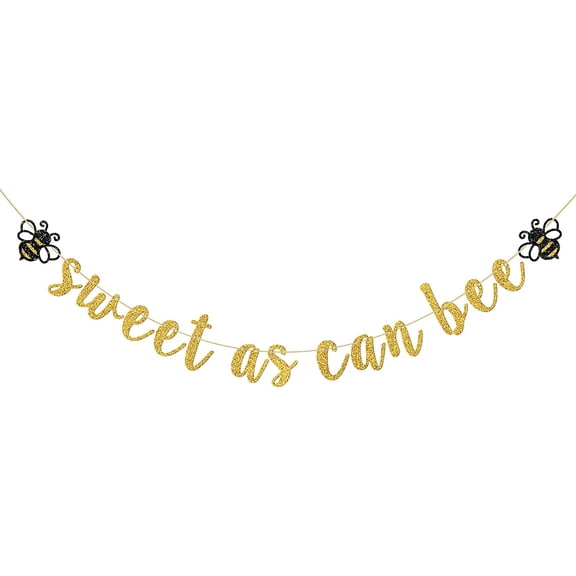 Sweet As Can Bee Banner, Bee Baby Shower Birthday Party Decorations, Honey Party, Mommy to Be Sign Banner, Gender Reveal Engagement Party Decoration Gold Glitter