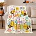 thumbnail image 1 of Sweet As Can Bee Cartoon Garden, Cozy Friendship Quote Scene, Warm Flannel Blanket for Living Room and Reading Nook, Art Lovers Friendship Gift, Playful Home Decor, 1 of 9