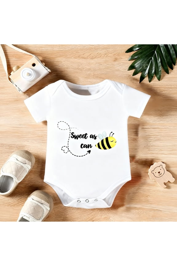 Sweet As Can BeeBaby Onesie Set, Cute Honeybee Themed Gender Neutral Newborn Clothes, 100% Cotton Snap Closure Bodysuits, Baby Shower Gift for Boys and Girls
