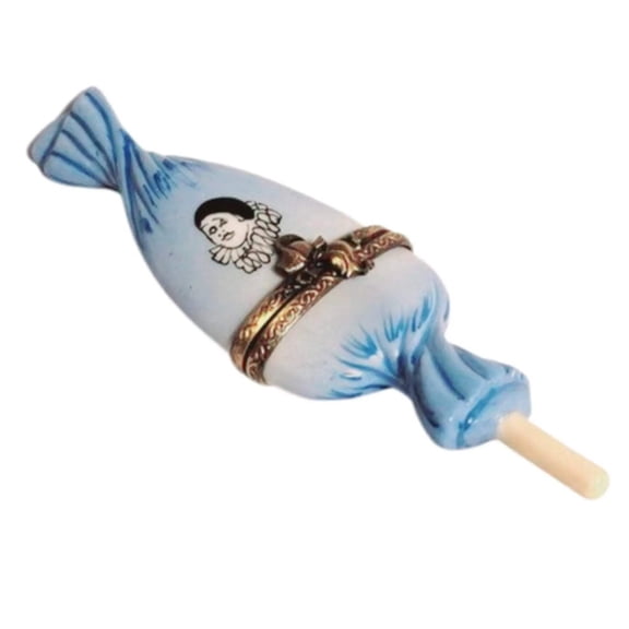 Sweet Candy Lollipop Blue Clown Wrapping Limoges Box Limoges Box Porcelain Figurine