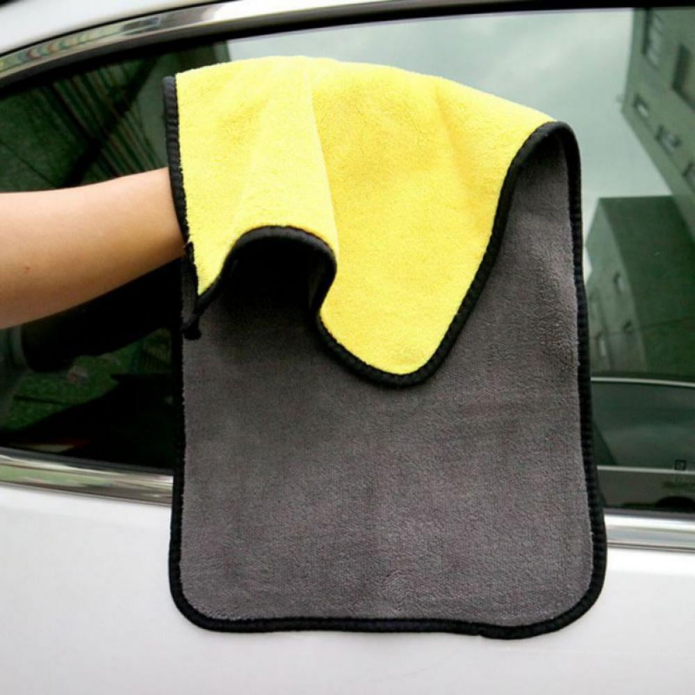Sweet Candy Microfiber thickening car wash towel Car Wash Towel Hemming Care Cloth Detailing WashingMicrofiber Cleaning Drying Cloth Hemming Care 11.81×15.75 (Yellow)