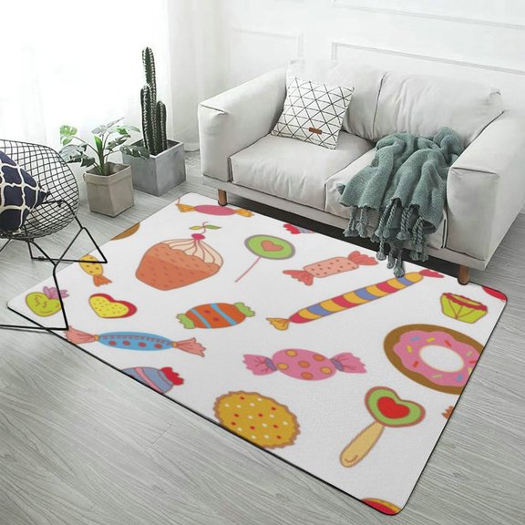 Sweet Candy Pattern Background Soft Comfy Area Rugs Carpet Suitable for Living Room Kitchen Bedroom Laundry Room Home Decorations