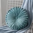 thumbnail image 1 of Sweet Candy Velvet Pleated Round Pumpkin Throw Pillow Couch Cushion Floor Pillow Decorative For Home Chair Bed Car 13.7 Inch (Lake blue), 1 of 8