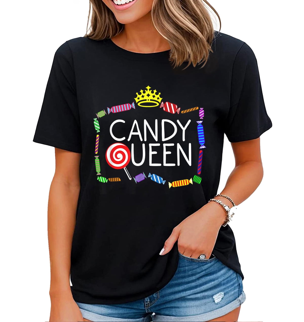 Sweet Candy Women T-Shirt Funny Candy Queen Gift For Lollipop