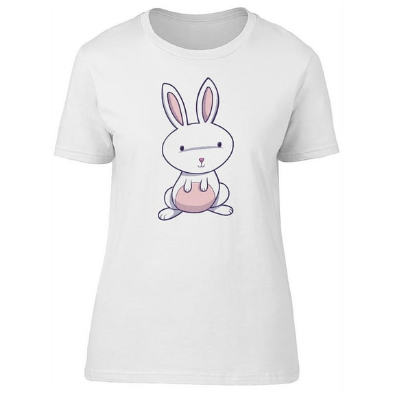 Sweet Cartoon White Bunny T-Shirt Women -Image by Shutterstock, Female Large