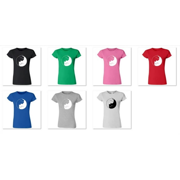 Sweet Cats Yin Yang Kittens Printed Design Women's T-shirt Short Sleeve T-Shirt Soft and Comfy Shirt, Lightweight Shirt T-Shirt Pink Tee X-Large