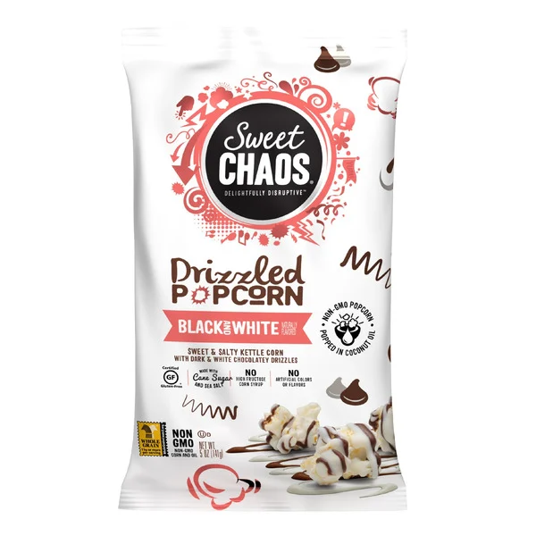 Sweet Chaos Popcorn Drizzled Black and White - 5.5 oz (Pack of 2)