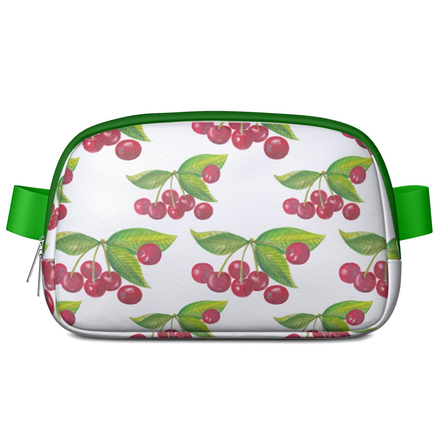 Sweet Cherry Fanny Pack – Cute Red Fruit Belt Bag with Aesthetic Pink Print for Cherry Lovers
