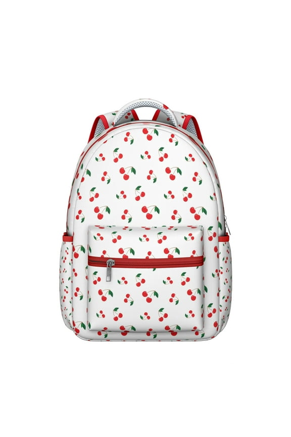 Sweet Cherry Lover Students Backpack Red Cherry Fruit Pattern with Cute Aesthetic Print, Fun Art Style, and Playful School Bag Design