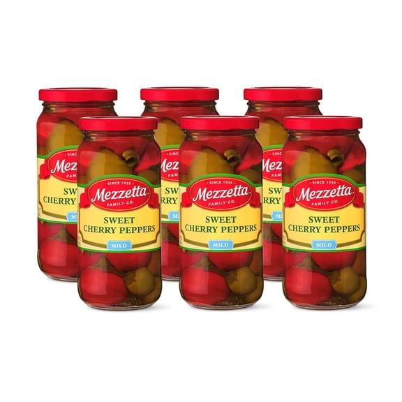 Sweet Cherry Peppers, Mild | Kosher, Gluten , Keto | 16 Fluid Ounce Jar (Pack of 6)