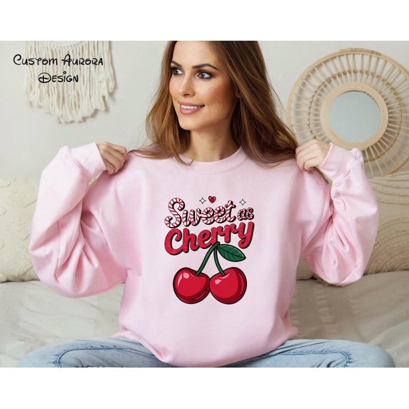Sweet Cherry Sweatshirt, Lover Sweatshirt, Valentines Sweater, Love, Womens Sweater, Sweet as Cherry, Valentines Day All Size S-5Xl