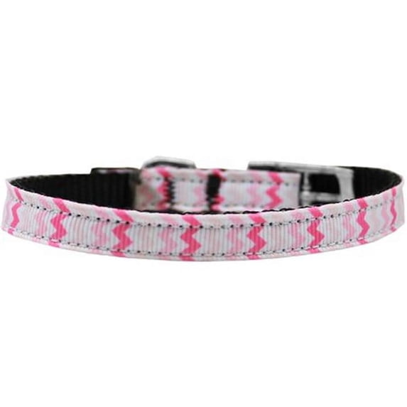 Sweet Chevrons Nylon Dog Collar with Classic Buckle 0.37 in. - Size 16
