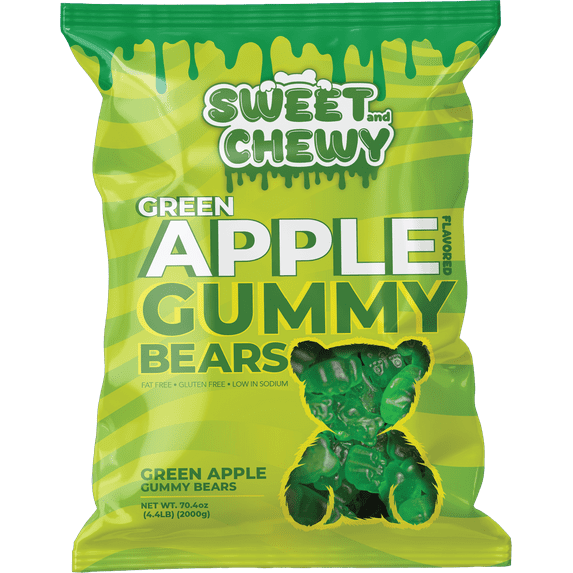 Sweet And Chewy Gummy Bears, The Fruity And Delightful Treat For The Whole Family With Ultimate, Featuring Different Delicious Flavors in 4.4lb - Green Apple