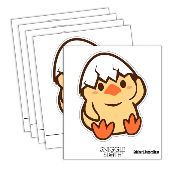 Sweet Chicken Hatchling with Egg Shell Car Window Bumper Water Bottle Phone Tablet Laptop Waterproof Vinyl Decal Sticker Set 5-Pack - Gloss Finish - 3.0"
