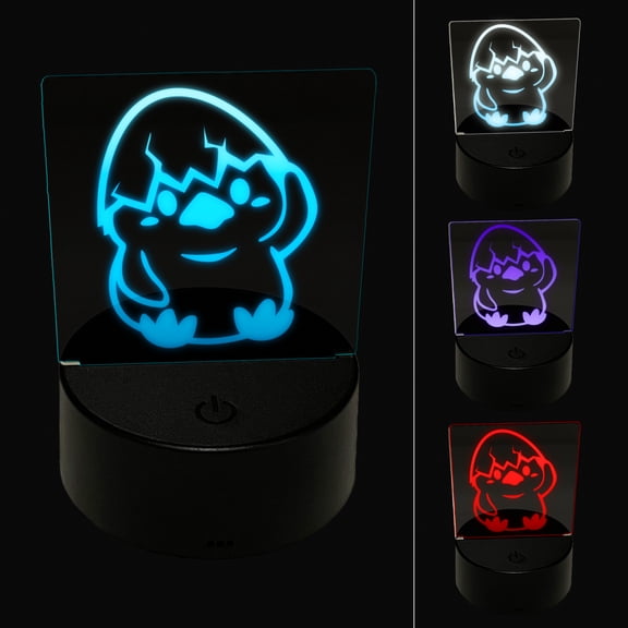 Sweet Chicken Hatchling with Egg Shell LED Night Light Sign 3D Illusion Desk Nightstand Lamp