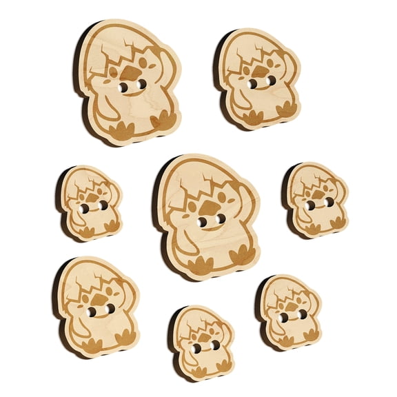 Sweet Chicken Hatchling with Egg Shell Wood Buttons for Crochet Knitting Sewing DIY Craft - 1.00 Inch Medium (7pcs)