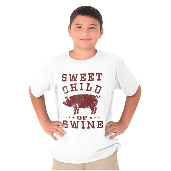 Sweet Child Swine BBQ Barbecue Foodie Crewneck T Shirts Boy Girl Teen Brisco Brands S