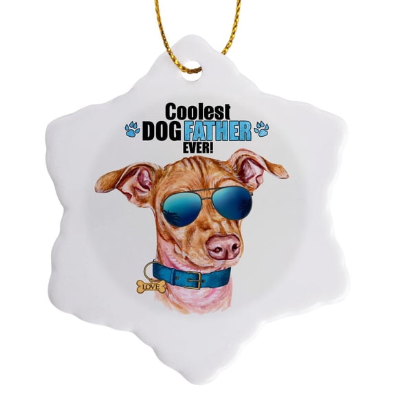 3drose, Sweet Chiweenie Dog Chihuahua and Dachshund Mix Cool Fathers Day, 3 inch Snowflake Porcelain Ornament