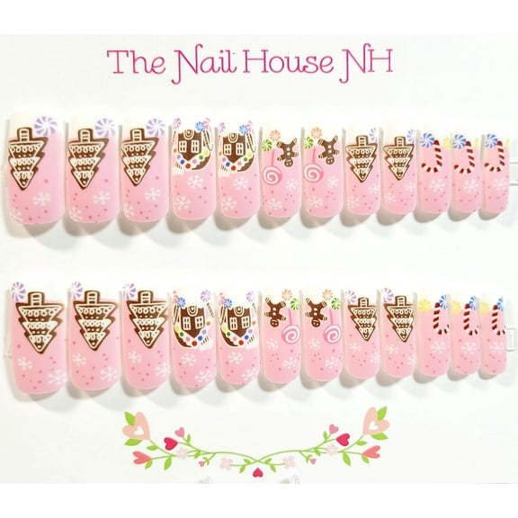 Sweet Christmas Matte Medium Square Press On Nails - 24 Pieces - Artificial Nails