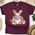 thumbnail image 1 of Sweet Christmas T-Shirt | Cute Bunny in Mug Holiday Graphic Tee, Maroon, Size 3XL, 1 of 6