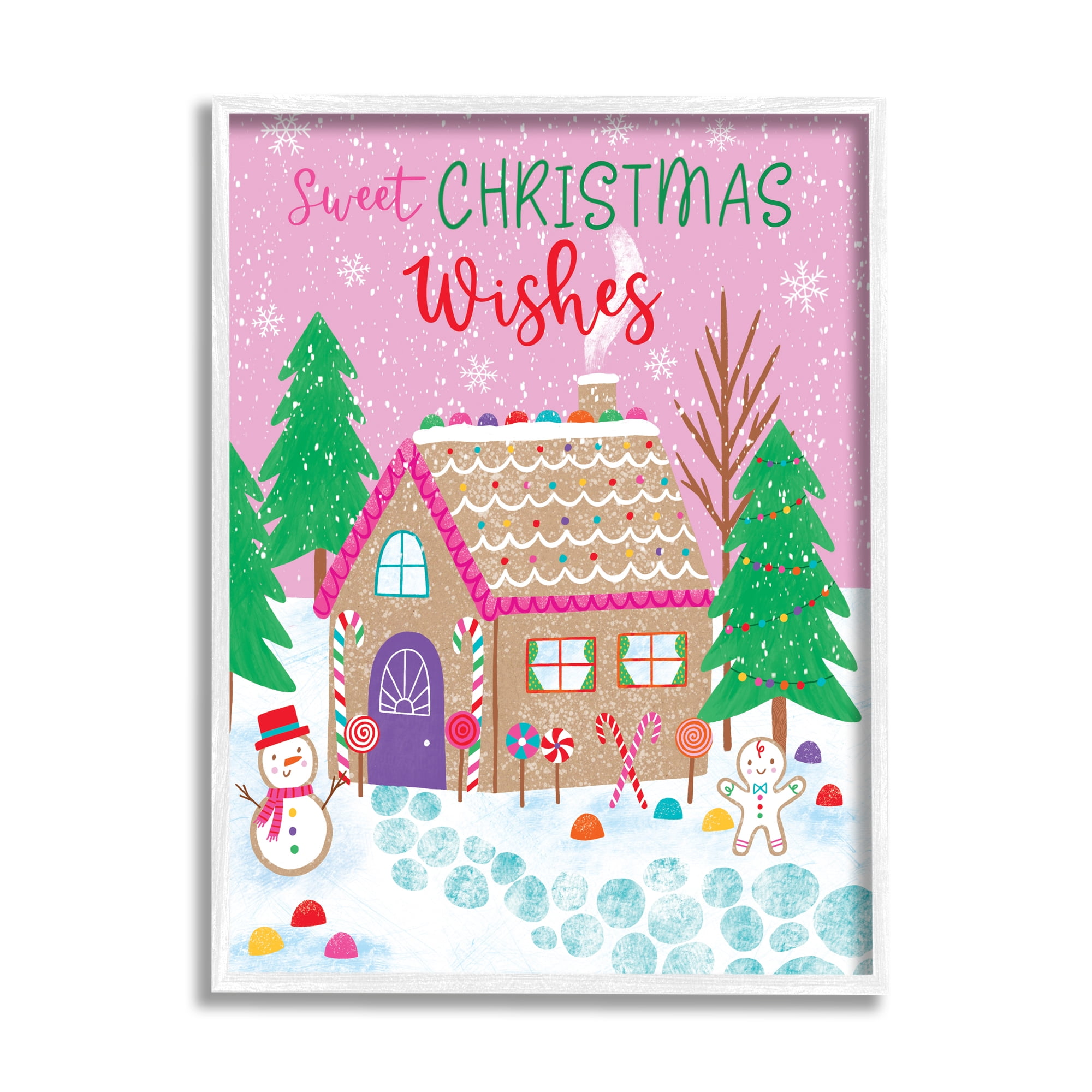Sweet Christmas Wishes Quirky Candy Gingerbread House Inspirational Graphic Art Framed Art Print Wall Art