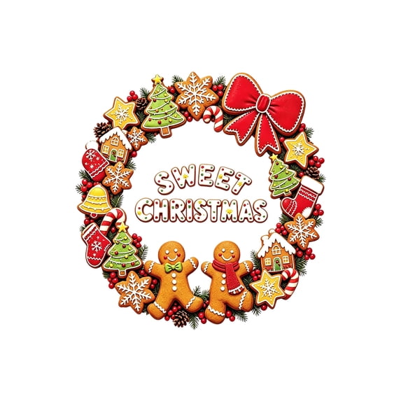 Sweet Christmas Wreath Christmas Wreath Window Clings, Static PVC Holiday Decals for Glass Doors, Windows, Storefronts, Mirrors, and