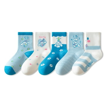 Sweet Cinnamoroll cartoon socks for girls Mid-tube socks large and small children students cotton socks 5pairs pack