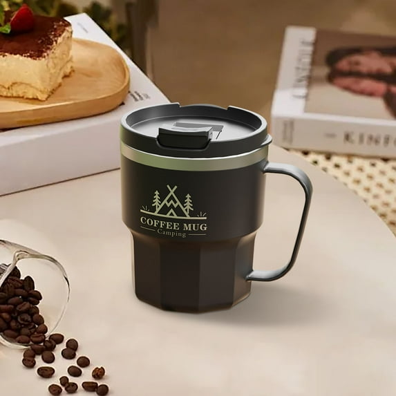 Sweet Color Coffee Mugs Stainless Steel Mug With Handle Lid 304 Safety Insulated Teacup Solid Color Letter Cup Practical Travel Cup for Children Adult Office Bedroom School