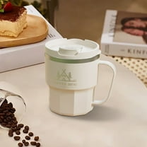 Sweet Color Coffee Mugs Stainless Steel Mug With Handle Lid 304 Safety Insulated Teacup Solid Color Letter Cup Practical Travel Cup for Children Adult Office Bedroom School