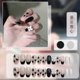 Sweet Cool Wear Nail Art Patch French Long and Short Fake Nails Dark