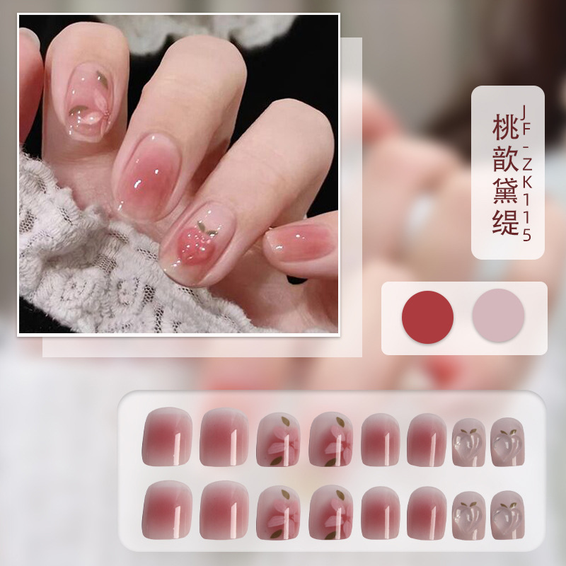 Sweet Cool Wear Nail Art Patch French Long and Short Fake Nails Dark