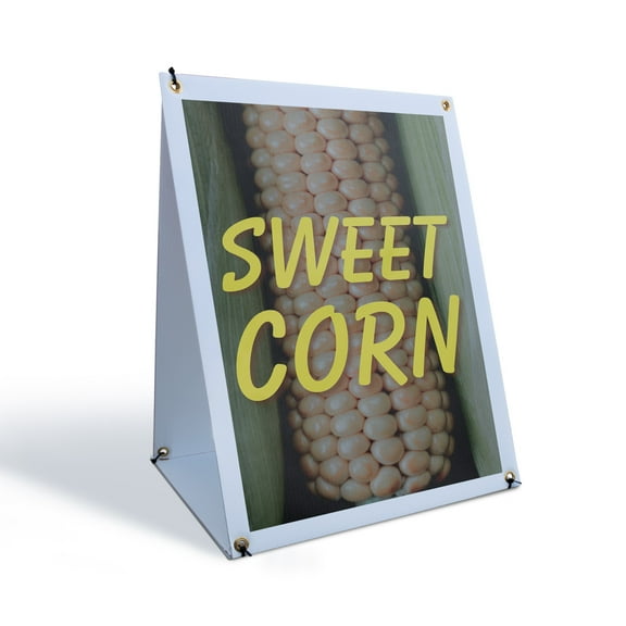 Sweet Corn Sidewalk Sign 18 Inch x 24 Inch A-Frame Images On Both Sides | Freshly Picked, Farmer’s Market, Seasonal Produce | Made in USA