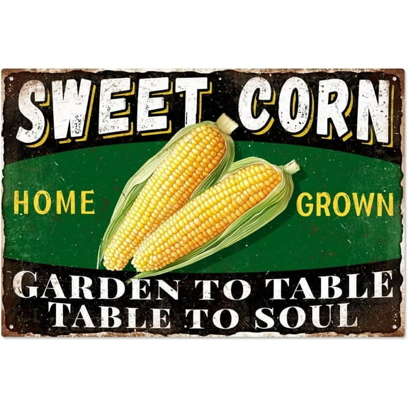 Sweet Corn Tin Sign Vintage Corn Metal Tin Sign Wall Decorative Funny Retro Sign for Men Women Home Grown Corn Wall Decor for Home Garden Farm Restaurants Cafes Bars Pubs Shop 7.87x11.81 Inch for diy