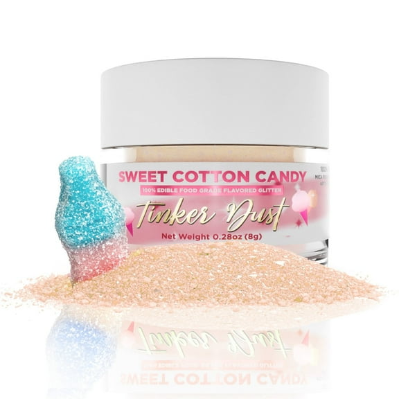 Bakell - Sweet Cotton Candy Flavored Tinker Dust (8g, 1x Jar) Edible Glitter Dessert Toppings for Fruit, Candy and Cake