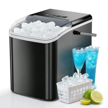 Sweet Countertop Ice Maker, 26 Lbs/24H,  Ice in 6Mins, 2 Sizes, Self-Cleaning Portable Ice Machine Countertops for Home, Office, RV, Camping, Black