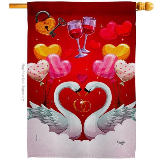 Sweet Couple Celebration Wedding Double-Sided Garden Decorative House Flag, Multi Color