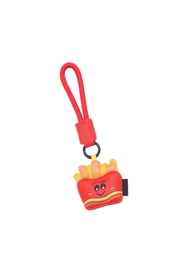 Sweet Couple Keychain French Fries Milk Teas Design PU Bag Charm Fashion Accessory With Portable Metal Hook