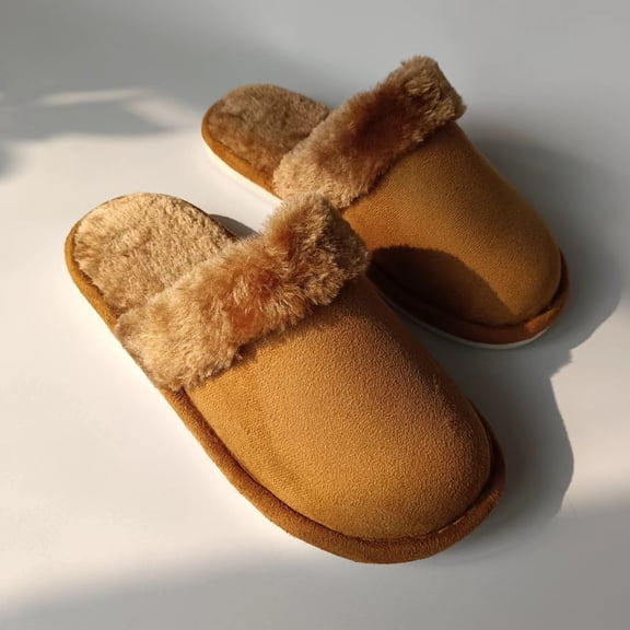 Sweet Couple Unisex Extra Thick Plush Lined Slippers - Closed-Toe Anti-Slip Indoor/Outdoor Warm Winter House Shoes