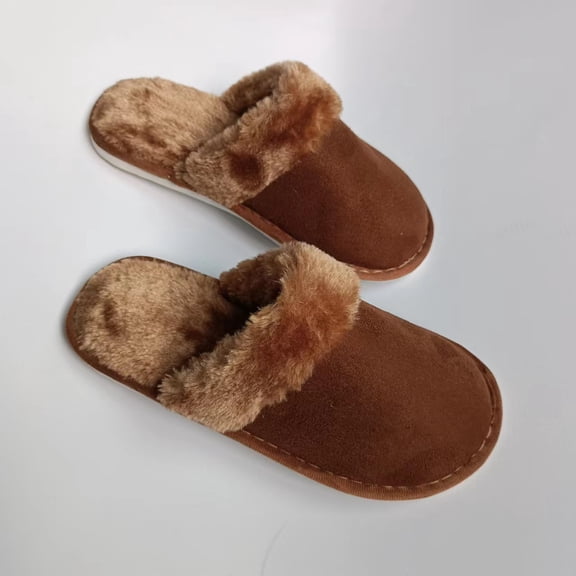 Sweet Couple Unisex Extra Thick Plush Lined Slippers - Closed-Toe Anti-Slip Indoor/Outdoor Warm Winter House Shoes