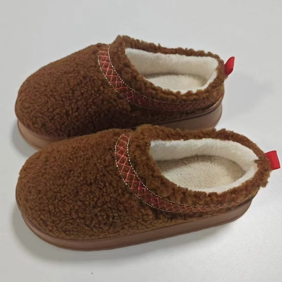 Sweet Couple Women's Korean Style Plush Lined Mules - Closed-Toe Slip-On Suede Warm Flat Shoes