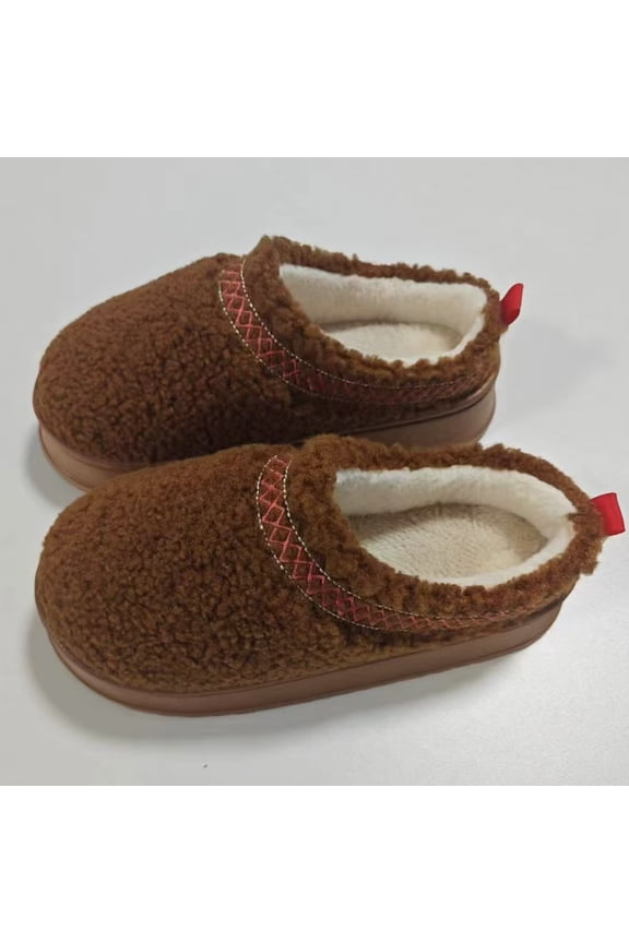 Sweet Couple Women's Korean Style Plush Lined Mules - Closed-Toe Slip-On Suede Warm Flat Shoes