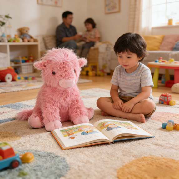 Sweet Cow Stuffed Animal Plush, 20 Inch Pink Highland Cow Plush Toy, Valentine’s Day Sweet Gift for Her, Cute Plush Cow for Festive Home Decor