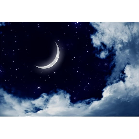 Sweet Crescent Moon Night Backdrop Beautiful Starry Sky Clouds Photography Background Good Dream Baby Kid Children Infant Girl Newborn Boy Artistic Portrait Photo Studio Props