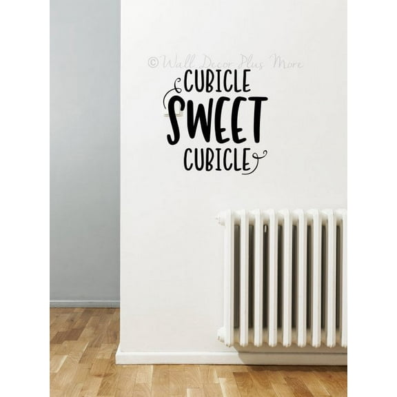 Sweet Cubicle Office Wall Art Decal Words Sticker Vinyl Lettering Curly Swirls Workspace Art Decor Quote 18x18-Inch Black
