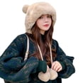 thumbnail image 1 of Sweet Cute Casual Warm Woolen Hat Bucket Hat Plush Ball Knitted Hat With Pom-Pom Breathable Beanie Hat for Women Ladies, 1 of 21