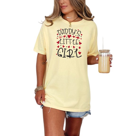 Sweet Daddy's Little Girl Heart Design, Butter Comfort Colors T-Shirt, 3XL