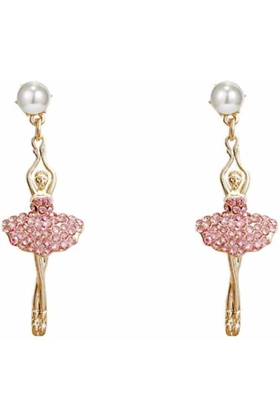 Sweet Dancing Long Stud Earrings Temperament Inlay Rhinestone Ballerina Drop Dangle Earrings for Women Jewelry[s8879]