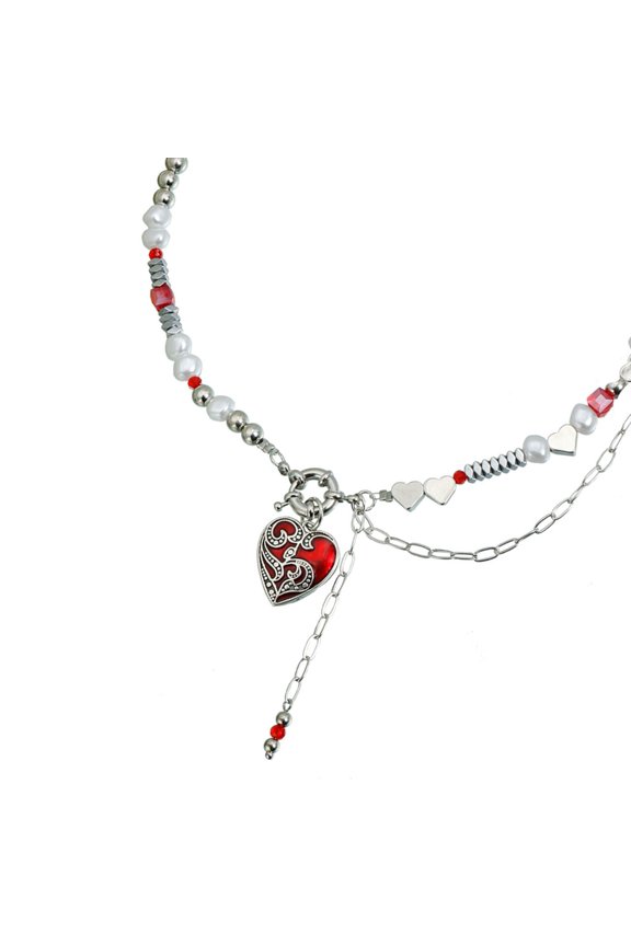 Sweet Demons Heart Chain Necklace For Stacking Or Solos Wear In Trendy Fashion
