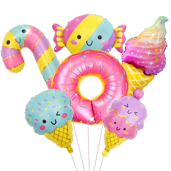 Sweet Dessert Balloon Set - Cartoon Smiley Ice Cream Donut Candy Theme Party Decorations