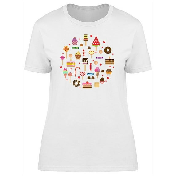 Sweet Dessert Doodles T-Shirt Women -Image by Shutterstock, Female Medium